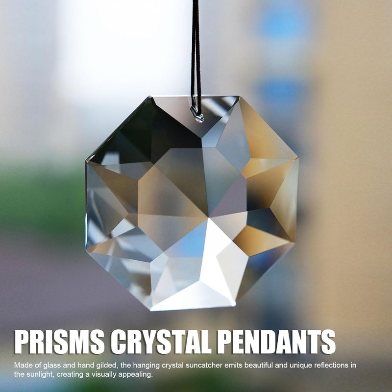 Sanpyl Hanging Window Crystal Octagonal Prism, Crystal Light Catcher, Glass Hanging Ornaments, Rainbow Maker Pendant Decoration with Rope for Easy Hanging (Transparent) - Image 2